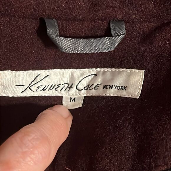 Kenneth Cole New York Maroon Wool Blend‎ Double Breasted Pea Coat Size M - Picture 14 of 16